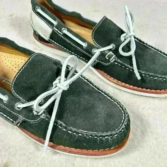 ERNEST HEMINGWAY Boat Dock Casual Shoe Green White Leather Suede Men Size 9 - Picture 2 of 14